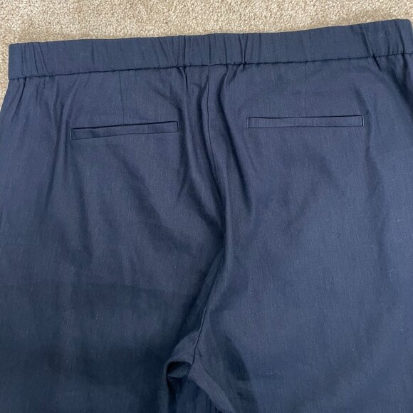 J. Jill Linen Stretch NEW Linen Blend Crop Cuff Pull On Pants Size L Navy Blue - Picture 7 of 10